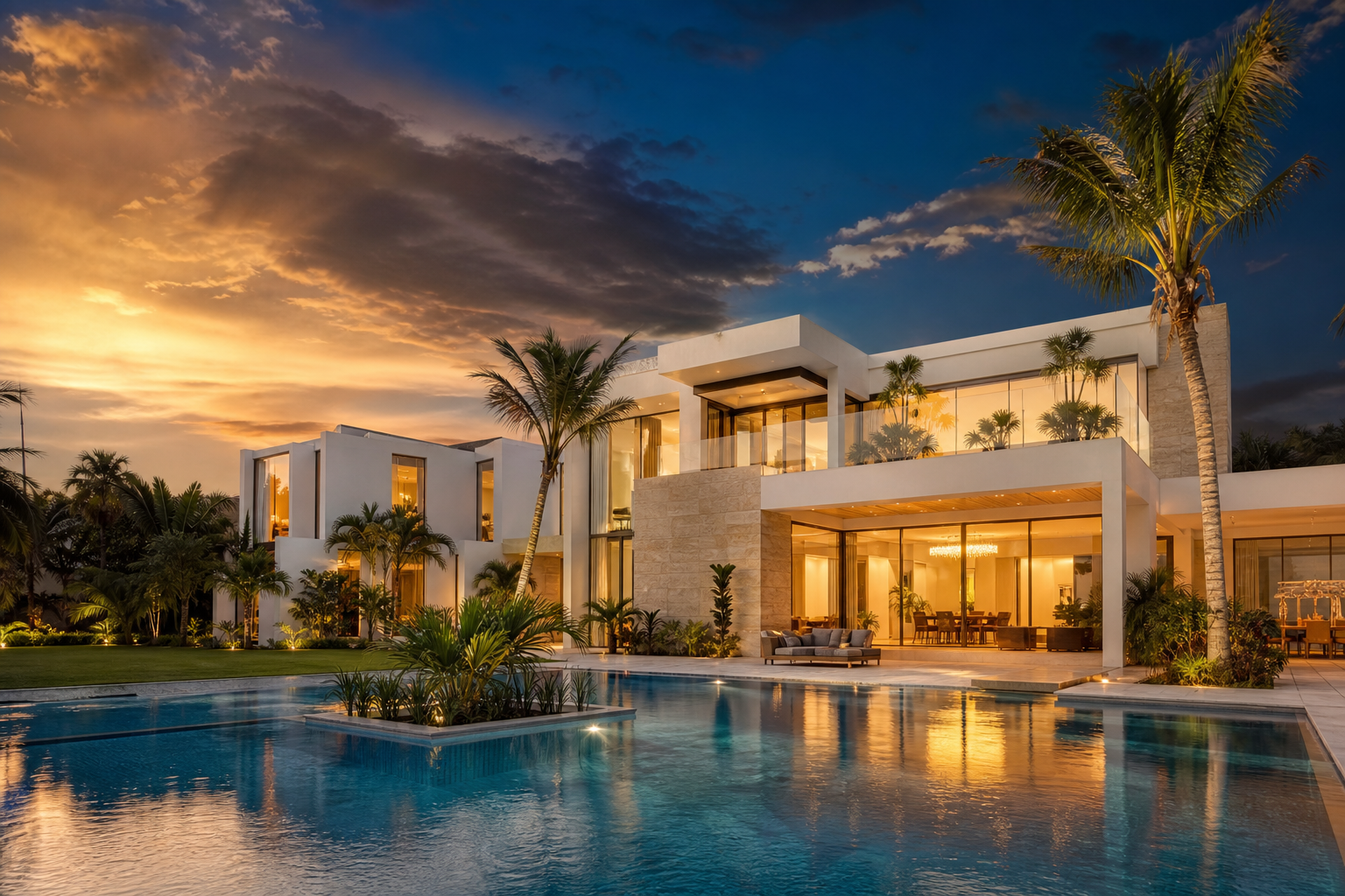 Villa contemporaine à Cocody, Abidjan, en fin de journée